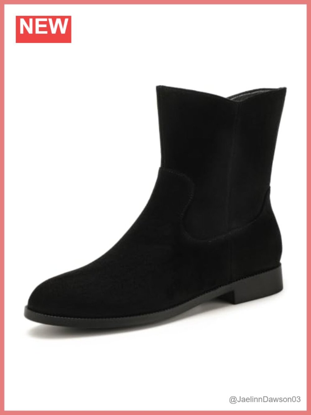 Womens Flat Ankle Boots Stacked Low Heel V-Cut Side Zip Booties